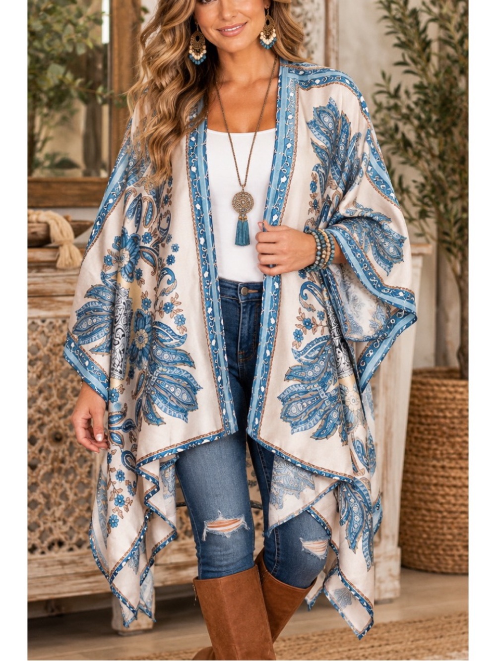 Entro paisley print lightweight kimono cardigan, size One Size